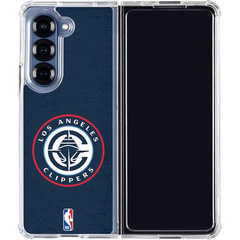 NBA Los Angeles Clippers Distressed Blue Galaxy Z Fold6 Clear Case